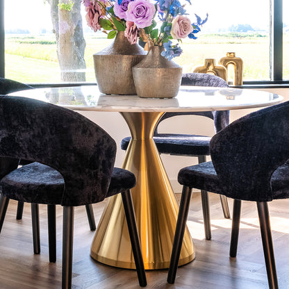 White Marble Effect Round Dining Table