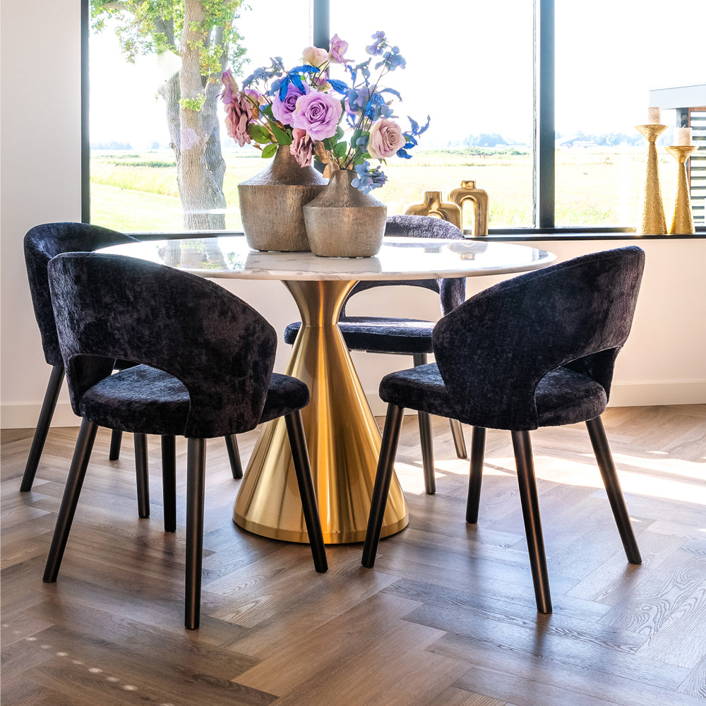 White Marble Effect Round Dining Table