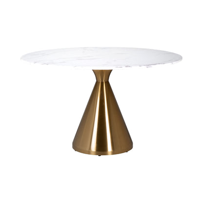 White Marble Effect Round Dining Table