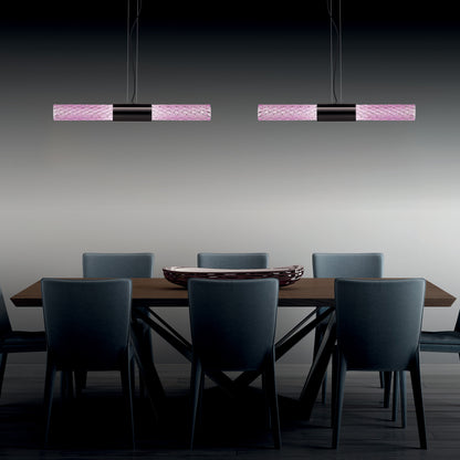 Modern Faceted Crystal Horizontal Pendant Light