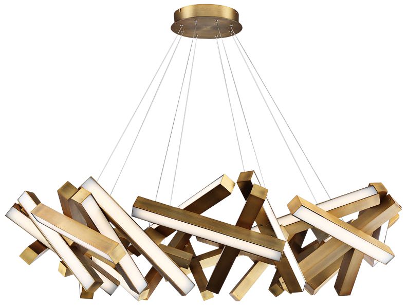 Modern Forms Chaos 61"W Aged Brass 31-Light LED Chandelier