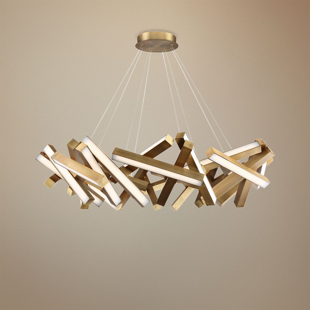 Modern Forms Chaos 61"W Aged Brass 31-Light LED Chandelier