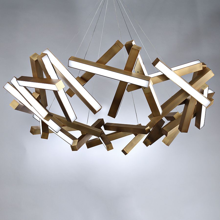 Modern Forms Chaos 61"W Aged Brass 31-Light LED Chandelier