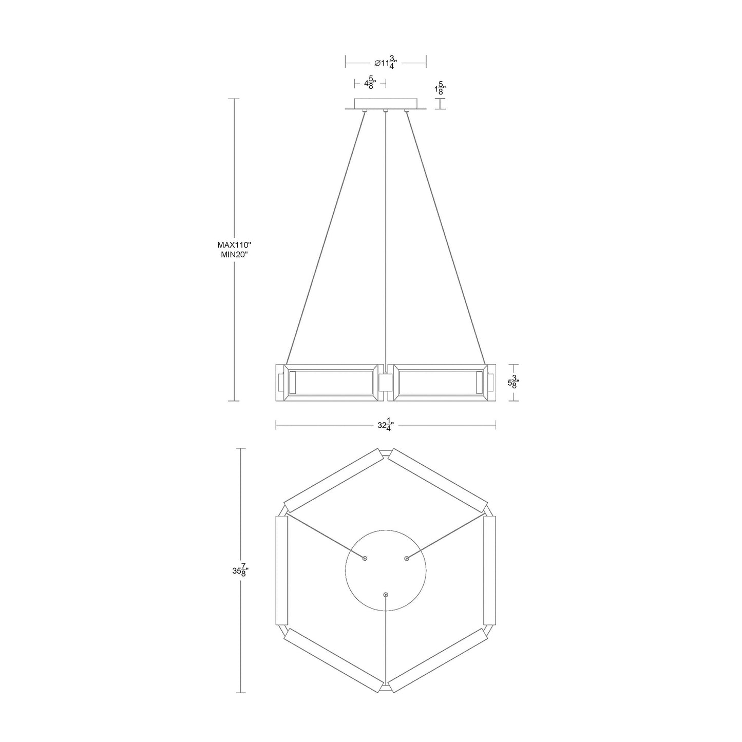 Modern Forms Mies 36"W BN 6-Light