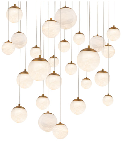 Modern Forms Pisces 25 Light 28in LED Square  Selectable CCT in Aged Brass