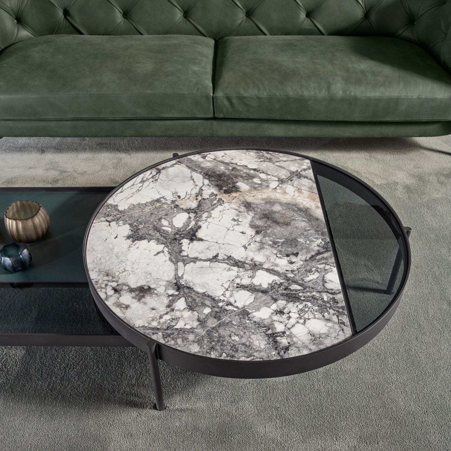 Modern Glass And Marble Modular Coffee Table