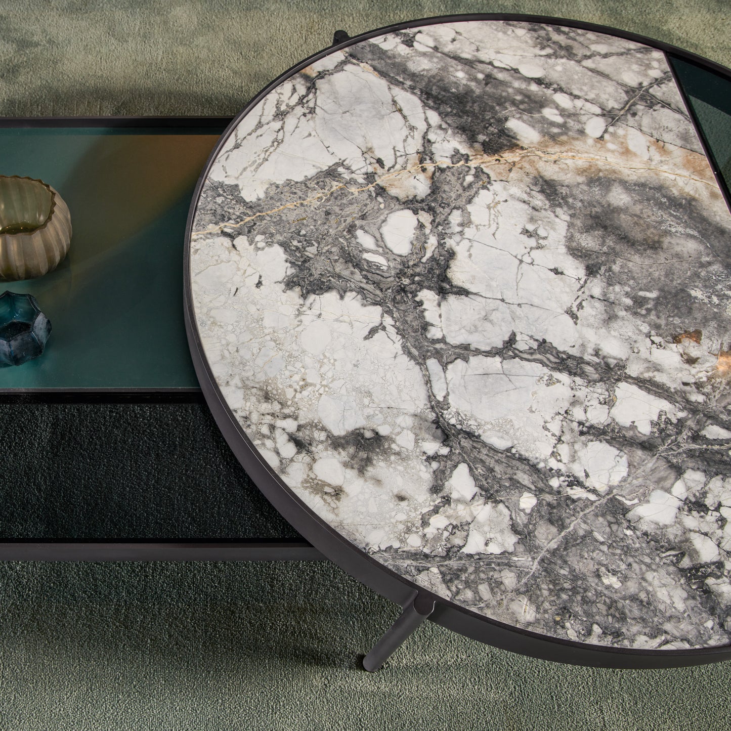 Modern Glass And Marble Modular Coffee Table