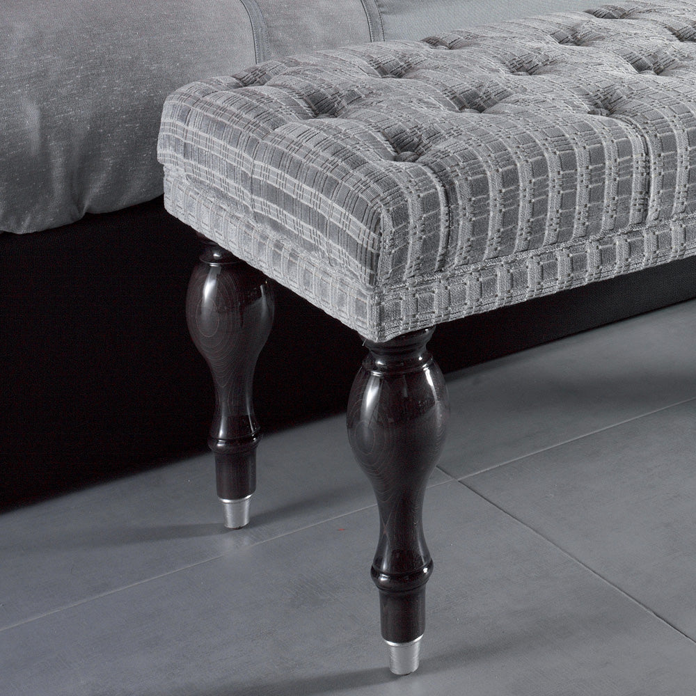 Modern Grey Button Upholstered Bench