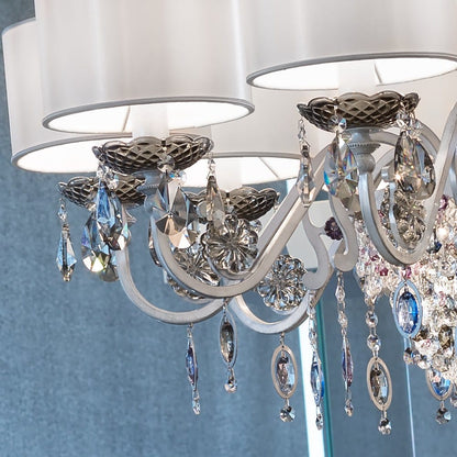 Modern Italian 12 Arm Antique Silver Chandelier