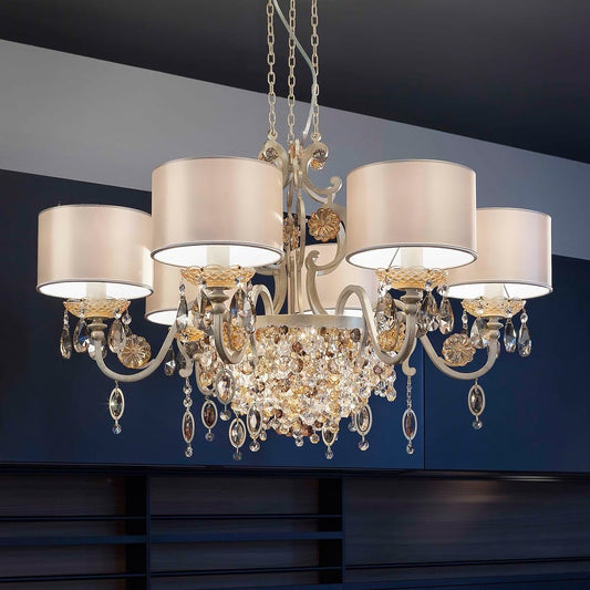 Modern Italian 6 Arm Brushed Gold Chandelier