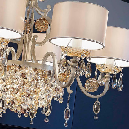 Modern Italian 6 Arm Brushed Gold Chandelier