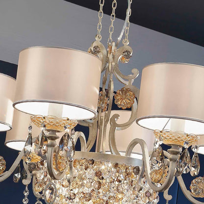 Modern Italian 6 Arm Brushed Gold Chandelier