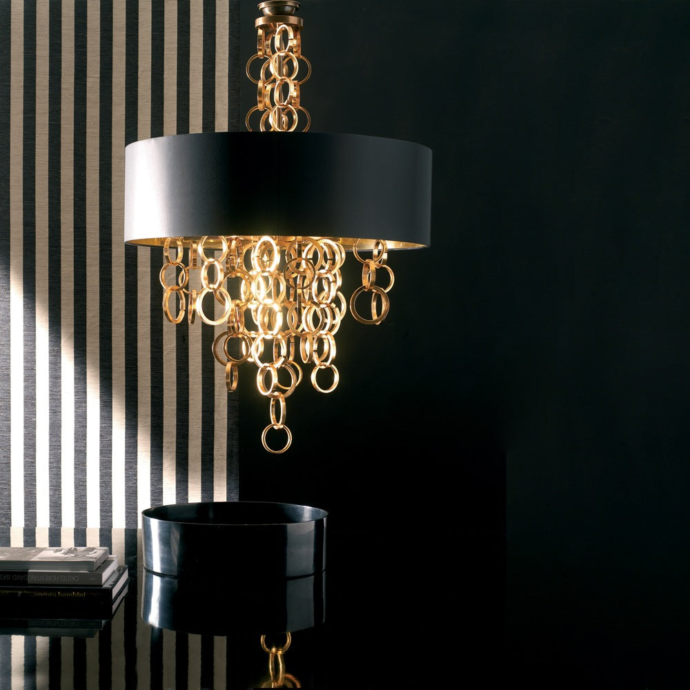 Modern Italian Black And Gold Chandelier