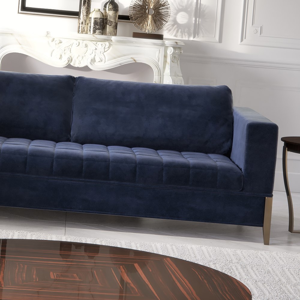 Modern Italian Blue Nubuck Sofa