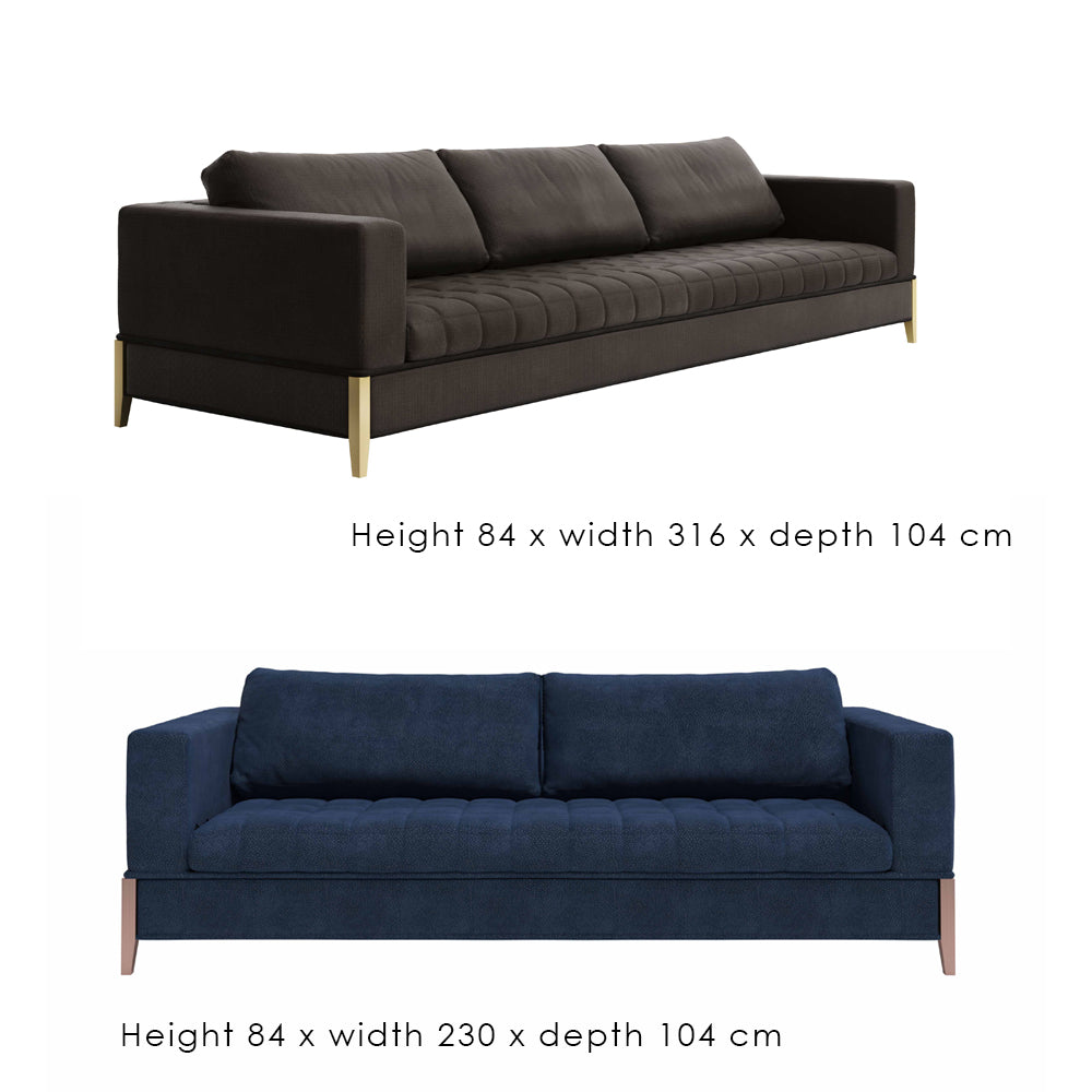 Modern Italian Blue Nubuck Sofa