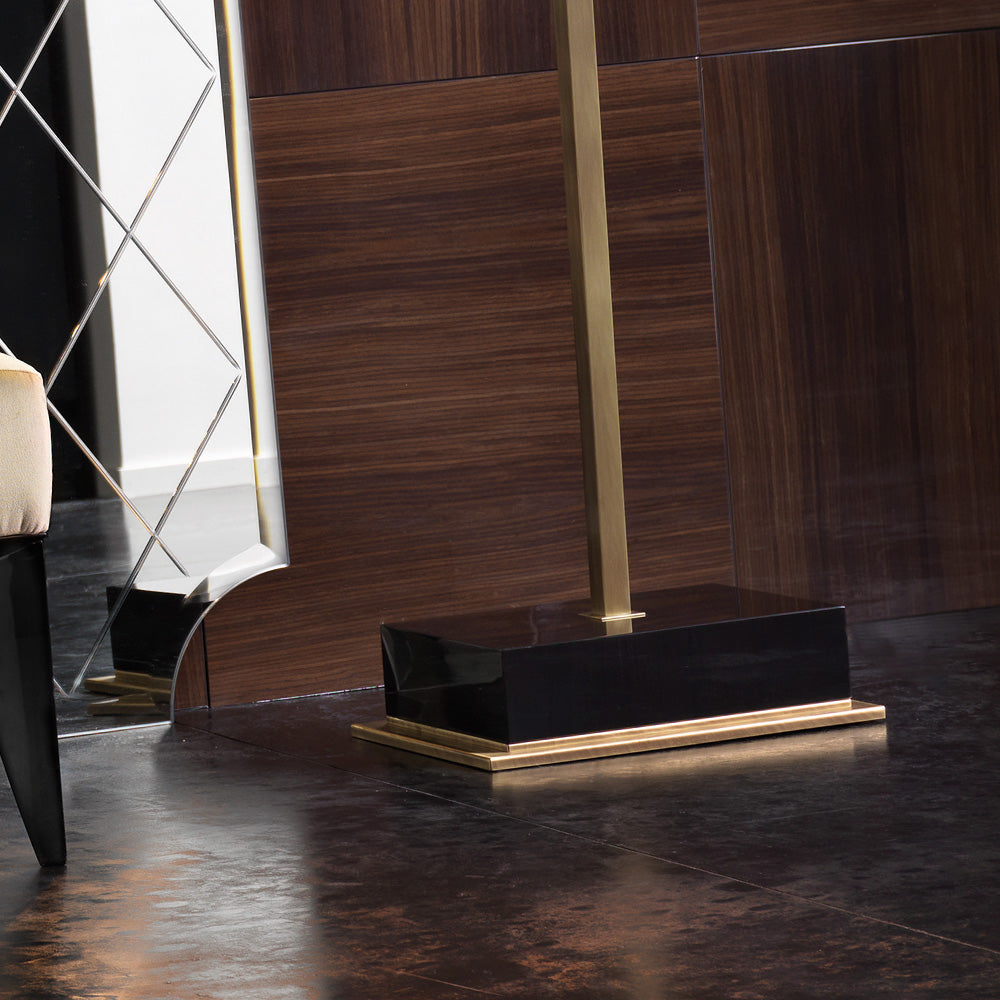 Modern Italian Burnished Brass And Ebony Floor Lamp