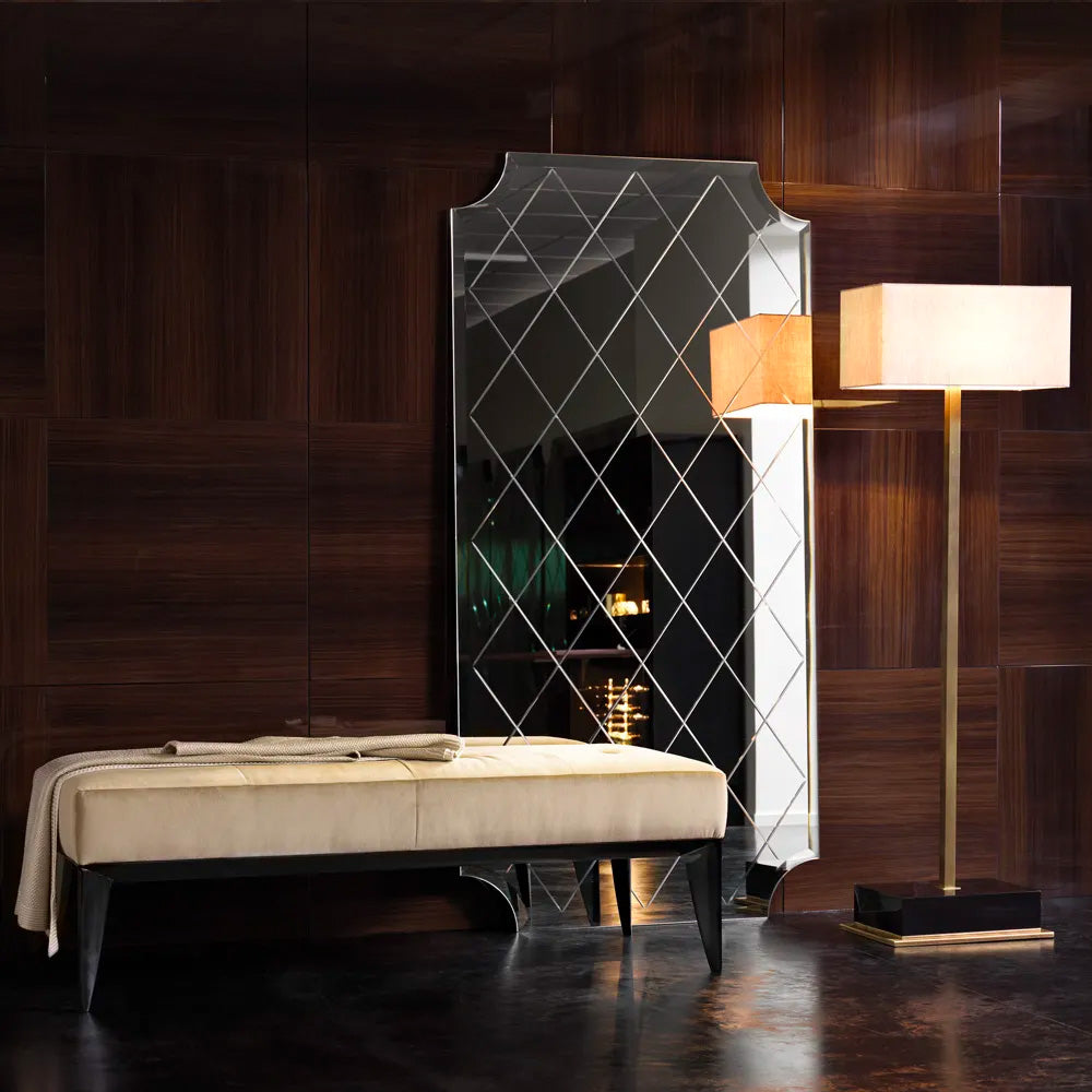Modern Italian Burnished Brass And Ebony Floor Lamp