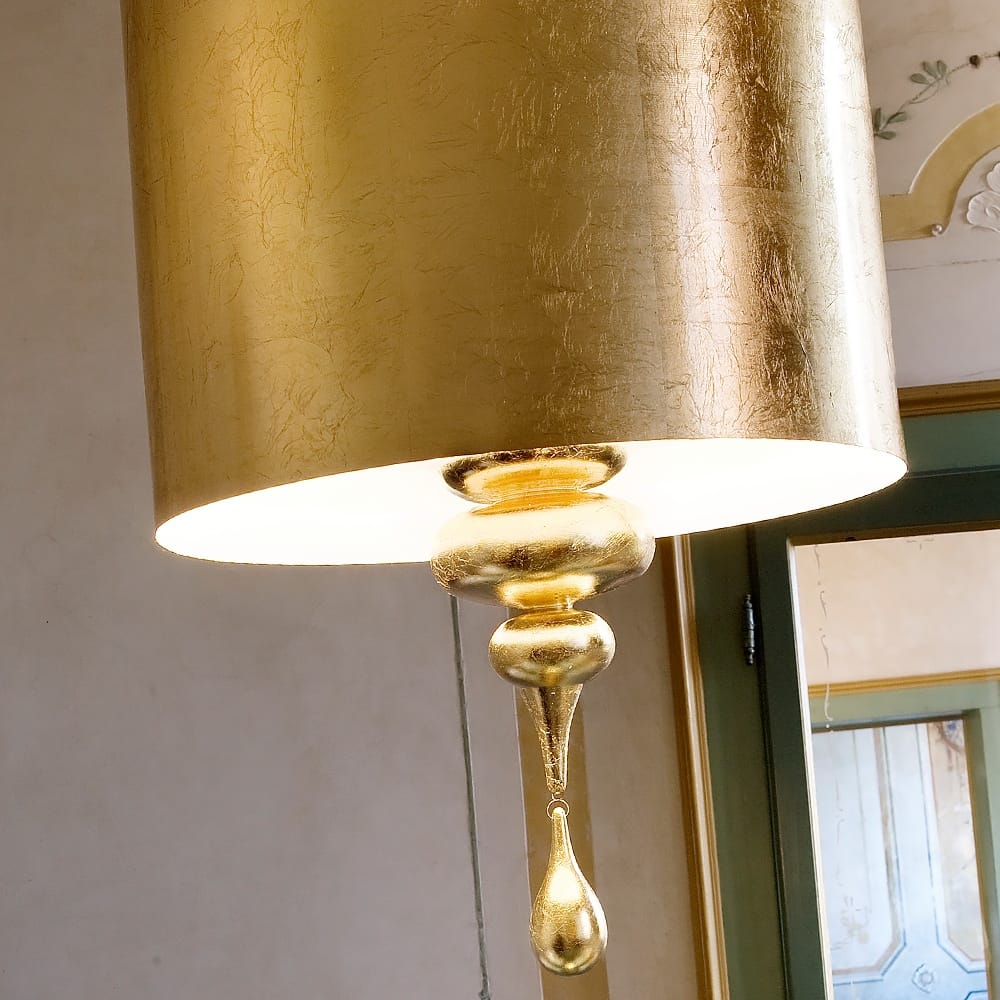 Modern Italian Designer Gold Leaf Ceiling Light