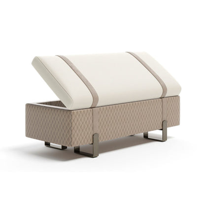 Modern Italian Designer Quilted Leather Ottoman Bench