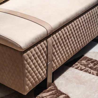 Modern Italian Designer Quilted Leather Ottoman Bench