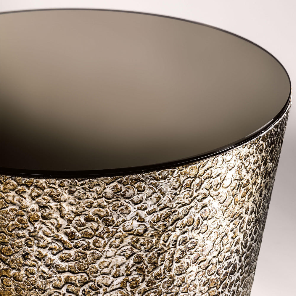 Champagne Hammered Metal Round Side Table