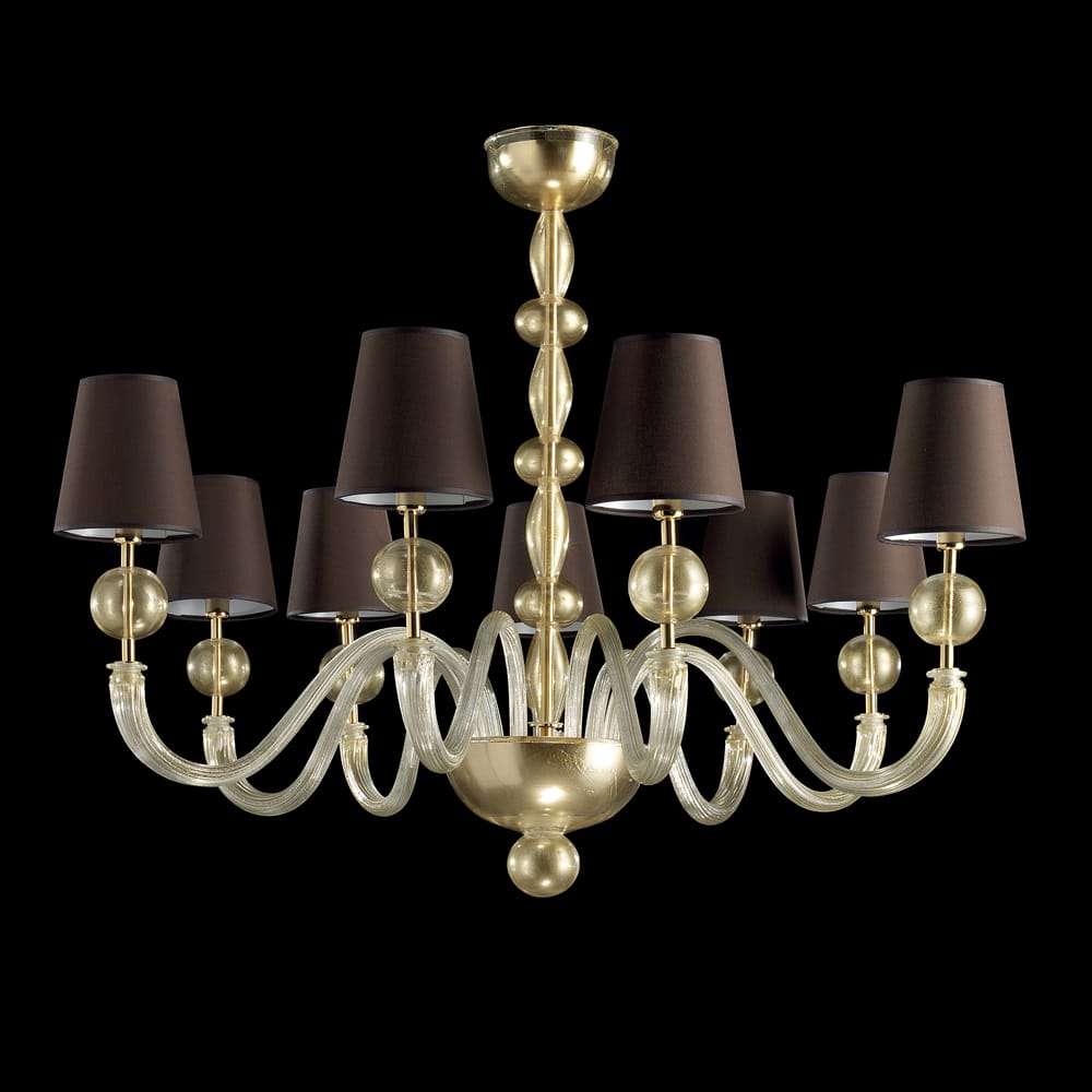 Modern Italian Handcrafted Gold Plated Chandelier