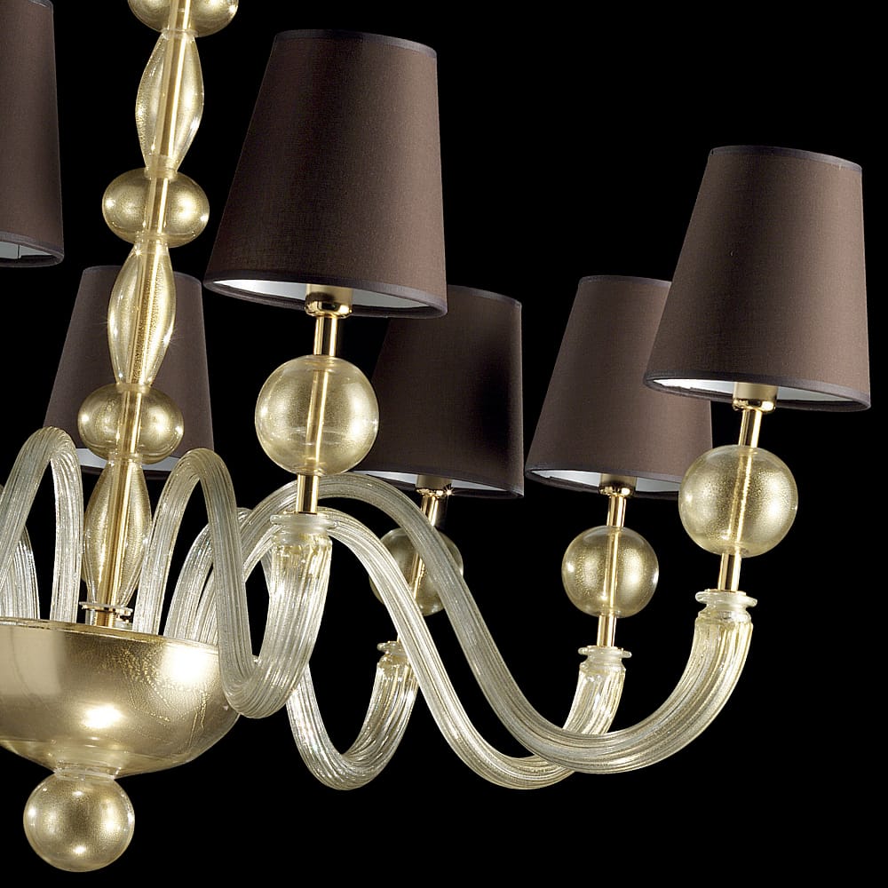 Modern Italian Handcrafted Gold Plated Chandelier