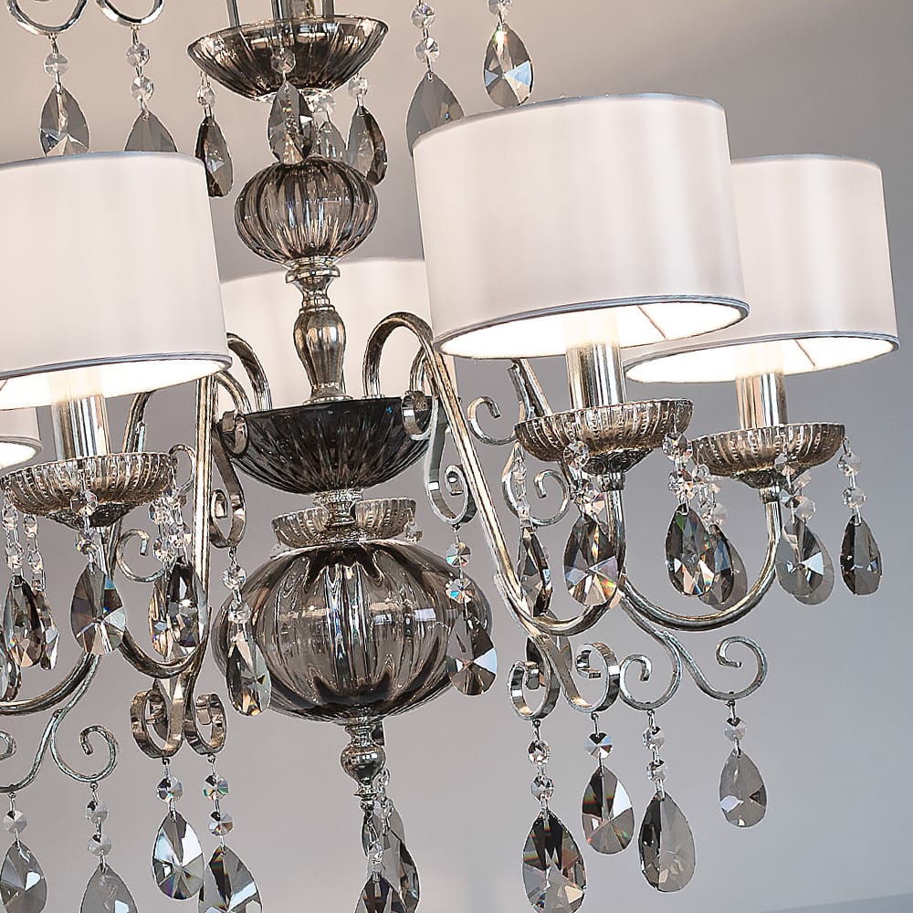 Modern Italian Smoked Glass Chandelier