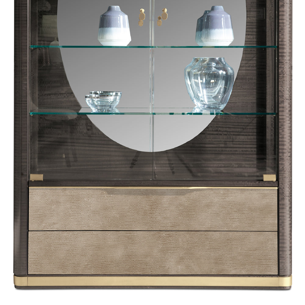 Modern Leather Front Display Cabinet