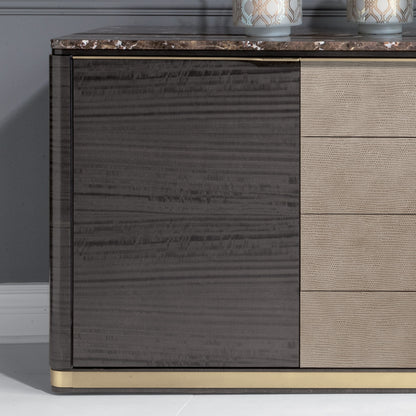 Modern Leather Front Sideboard With Marble Top