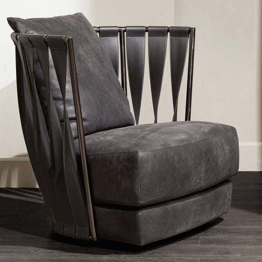 Modern Leather Twist Armchair