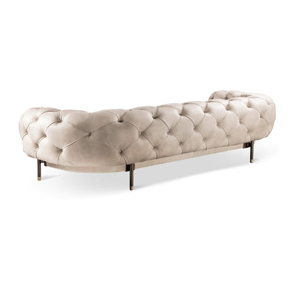 Modern Low Button Upholstered Leather Sofa