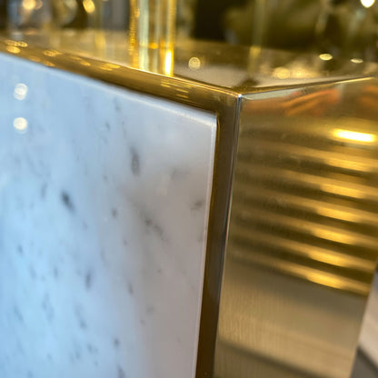 Modern Marble Designer Gold Table Lamp With Blue Shade