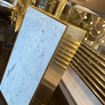 Modern Marble Designer Gold Table Lamp With Blue Shade