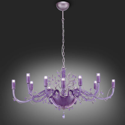 Modern Purple Glass Chandelier With Swarovski Crystal Flowers