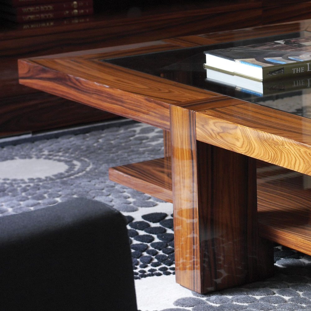 Modern Rectangular Coffee Table With Glass Top