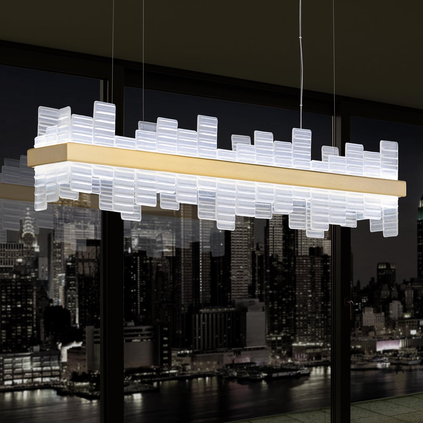 Modern Rectangular Venetian Glass Chandelier