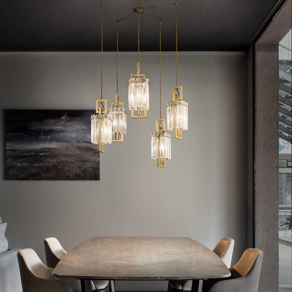 Modern Rock Crystal Inspired Suspension Light