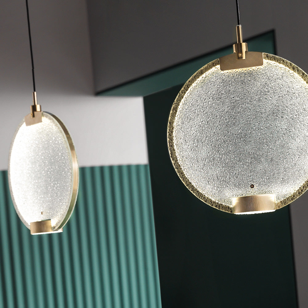 Modern Round Coloured Glass Diffuser Pendant Set