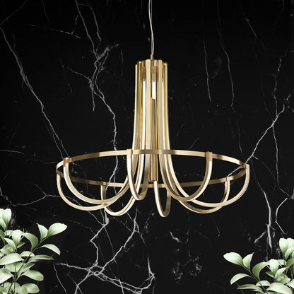 Modern Sculptural Chandelier In A Gold Finish