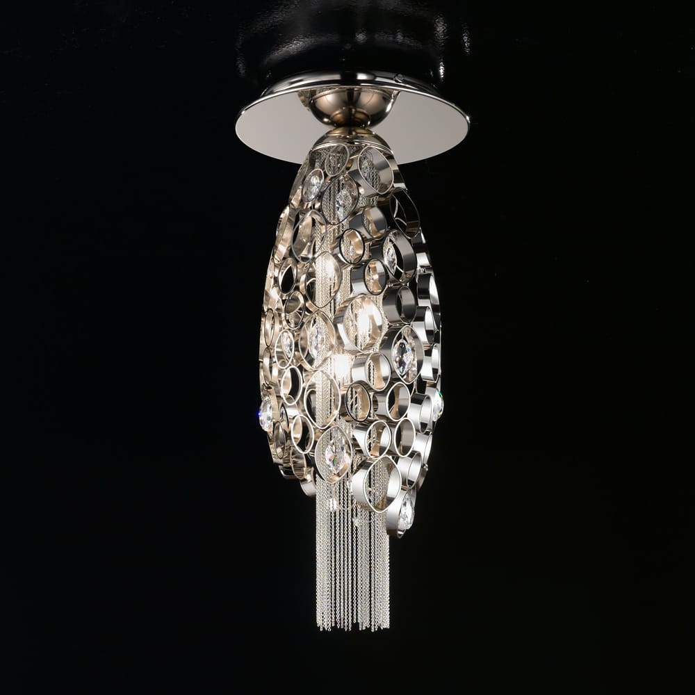 Modern Black Aubergine Crystal Ceiling Light