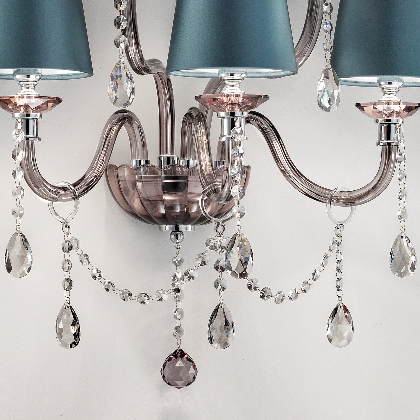 Modern Smoked Glass Wall Light With Shades