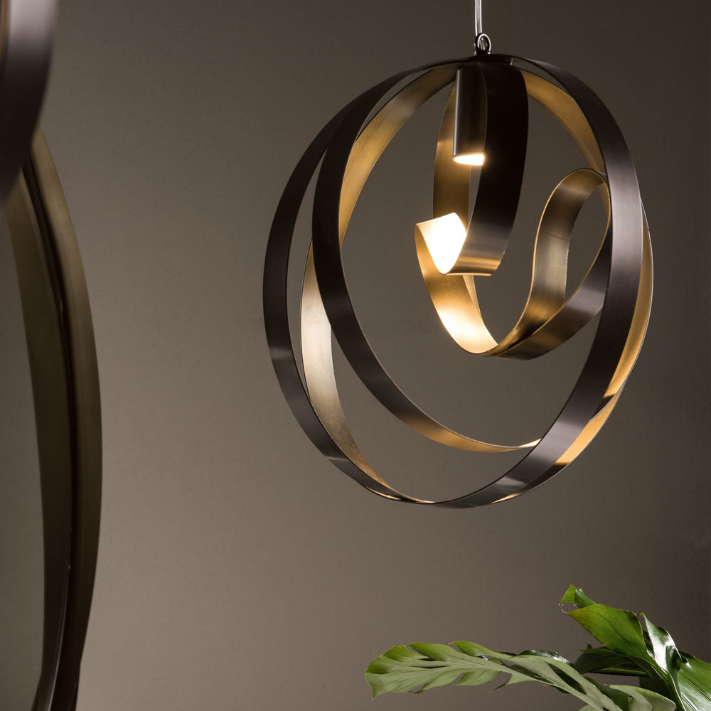 Modern Twisted Bronze Chandelier