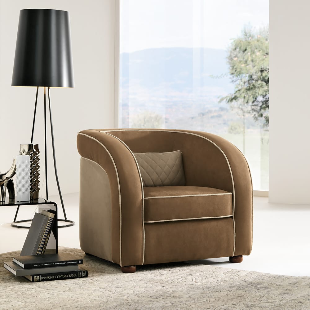 Modern Two Tone Faux Leather Armchair