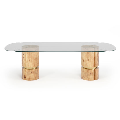 Modern Veneered Rectangular Glass Dining Table