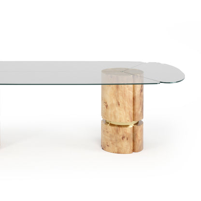 Modern Veneered Rectangular Glass Dining Table