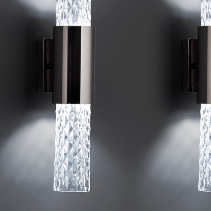 Modern Vertical Faceted Crystal Wall Light