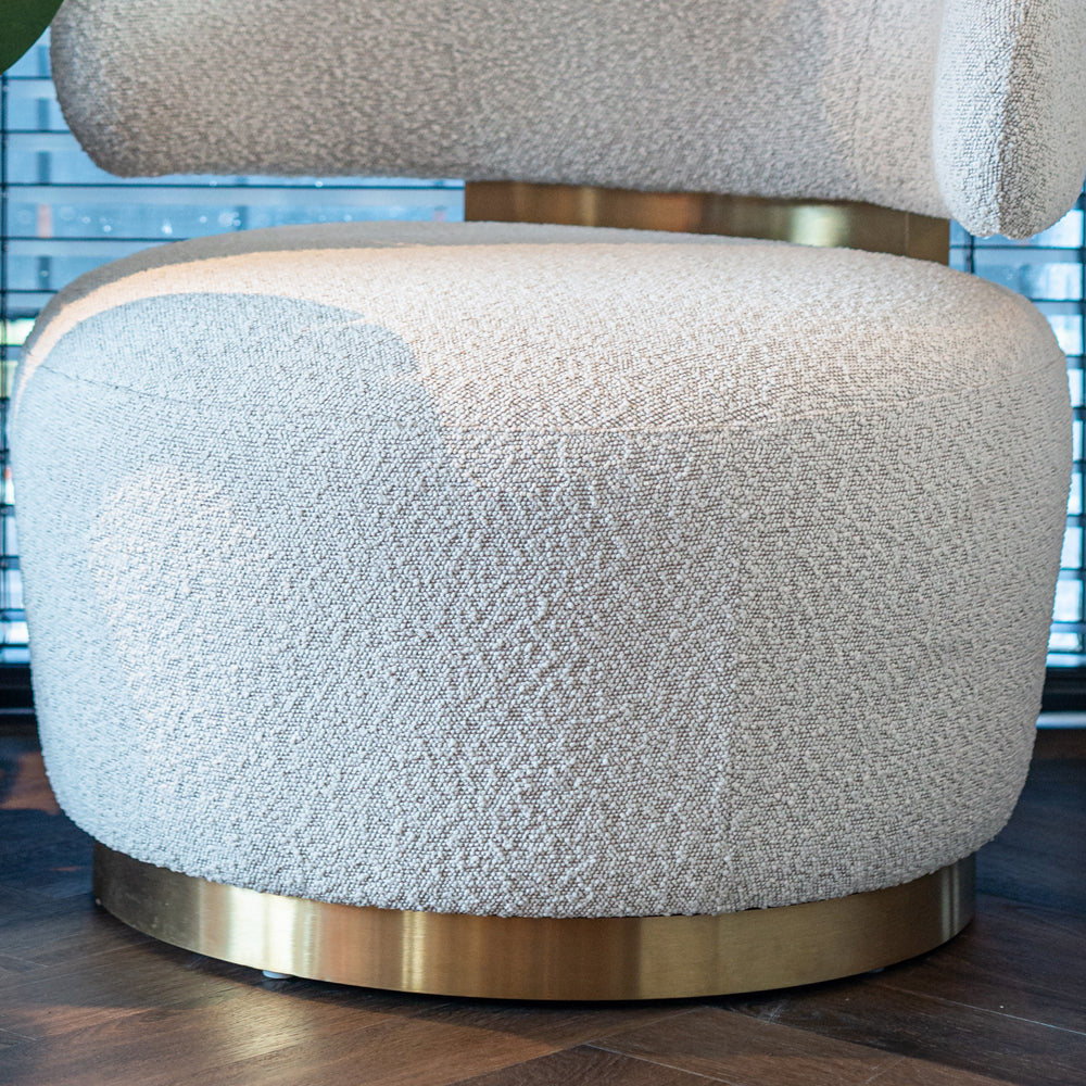 Modern White Bouclé Swivel Chair