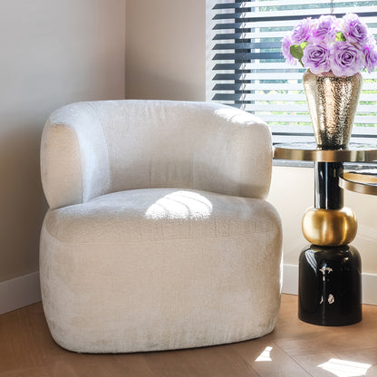 Modern White Chenille Fabric Occasional Chair