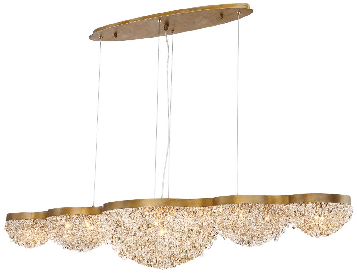 Mondo 59" Wide Antique Gold Crystal 15-Light Chandelier